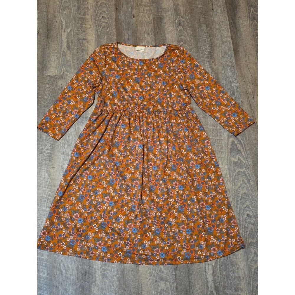 P & Rose Maxi Dress Women's Large Rust Paisley Patchwork Modest Boho Elastic
